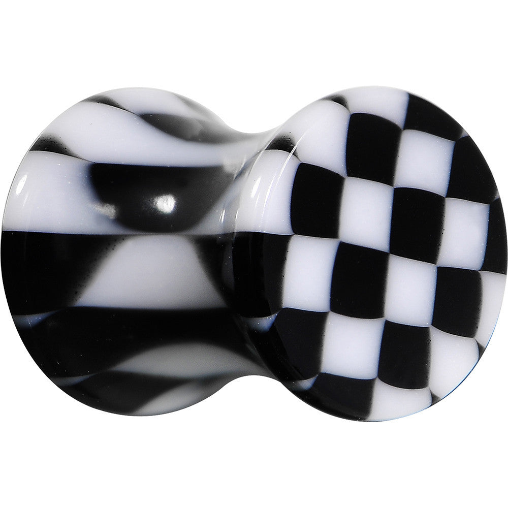 2G Black and White Checkerboard Acrylic Saddle Plug