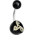 Cream on Black Acrylic Swirled Eye Tribal Belly Ring
