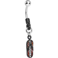 Black Silver and Red Glitter Flip Flop Belly Ring