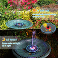 Solar Bird Bath Fountain,Upgrade 3.5W Glass Panel Solar Fountain with 2200mAh Backup Battery, Colorful LED Lights,8 Spray Mode, 4 Fixed Rods for Garden, Pond, Pool,Patio Outdoor Water Feature