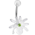 Peridot Green Gem Clear Spider J-Bar Belly Ring
