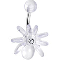 Clear Gem Clear Upward Spider J-Bar Belly Ring