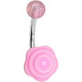Pale Pink Swirled Flower Belly Ring