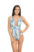 PINEAPPLE V NECK FRONT ONE PIECE SWIMSUIT