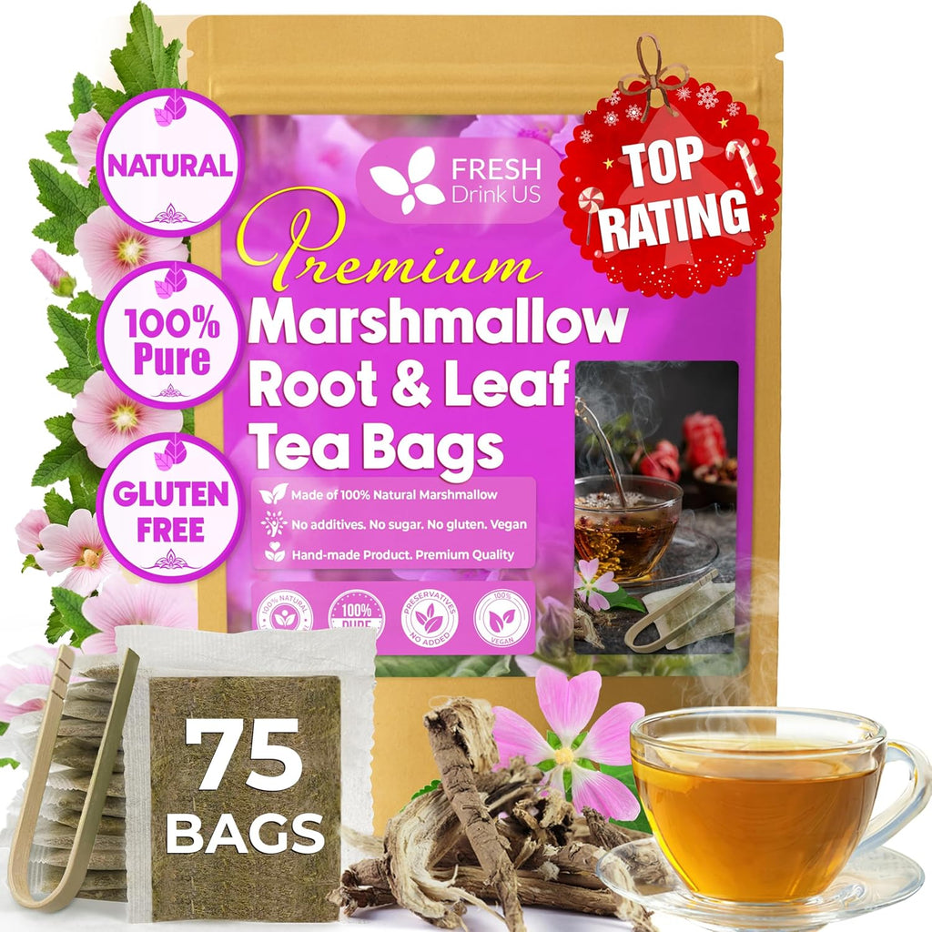 Premium Marshmallow Root and Leaf Tea Bags, 100% Natural & Pure.