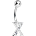 Crystalline Gem Studded Letter X Belly Ring