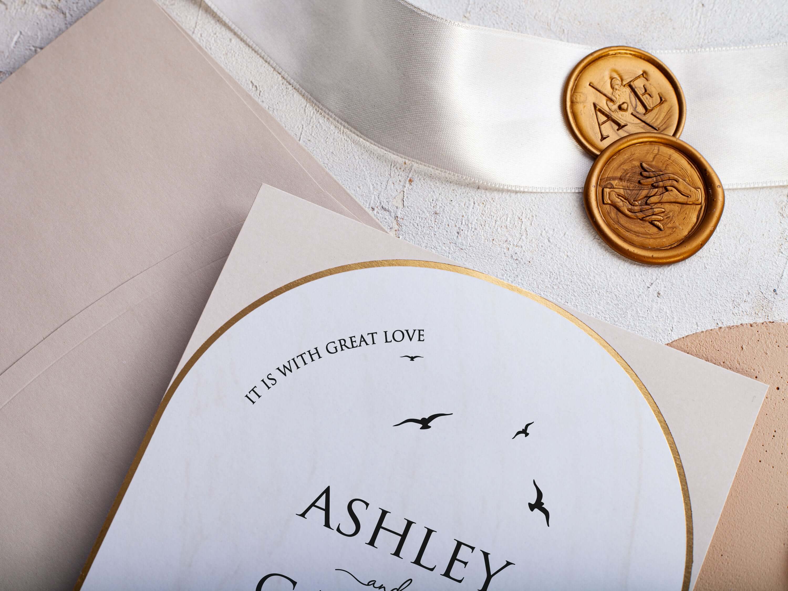Blush Pink Wedding Invitations with Gold Foil Print