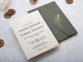 Minimalist Wedding Invitation with Khaki Green Envelope Inspired by Nature