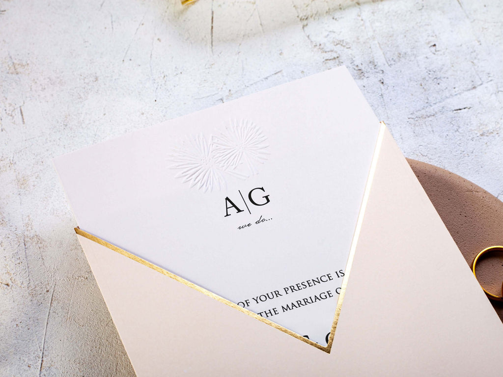 Blush Pink and Gold Minimalist Wedding Invitations