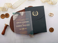 Tropical Details Acrylic Wedding Invitation with Palm Leaves
