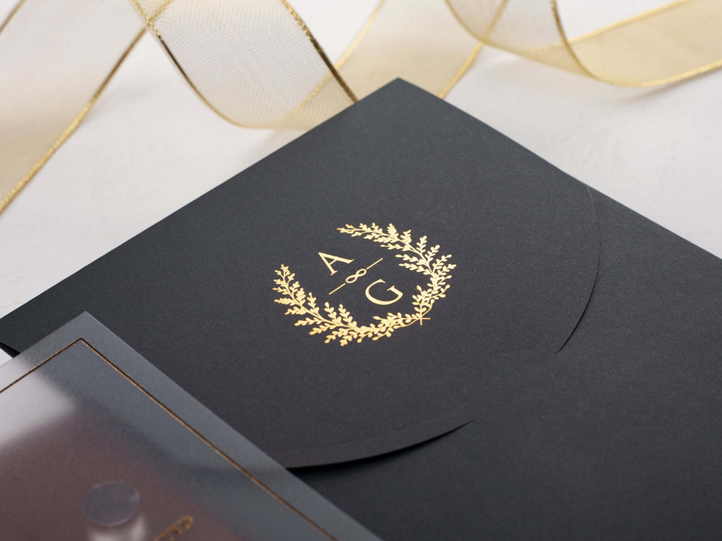 Tropical Details Acrylic Wedding Invitation with Palm Leaves