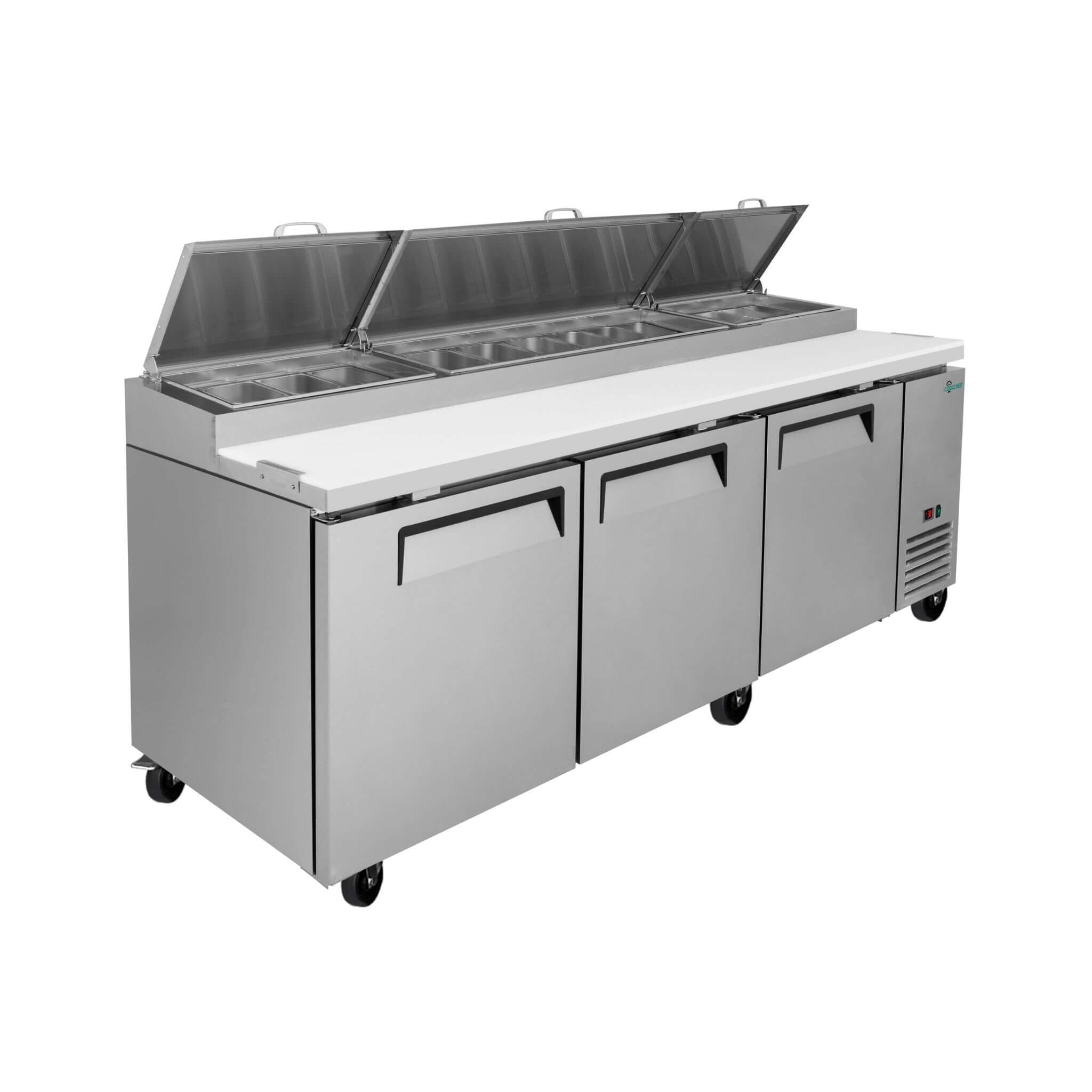Heavy-Duty 93-Inch Commercial Stainless Steel Pizza Prep Table With Refrigeration (SAK52193)