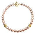 Pink Pearl With Matte Gold Bead Accent Necklace