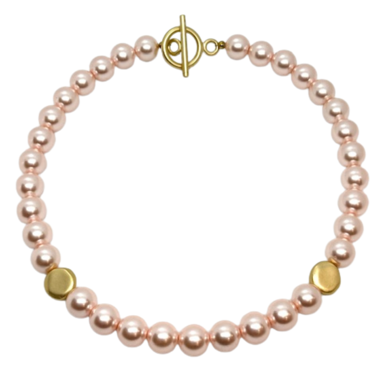 Pink Pearl With Matte Gold Bead Accent Necklace