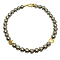 Taupe Pearl With Matte Gold Bead Accent Necklace