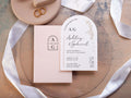 Arch Wedding Invitations with Pink Envelope - Gold Foil Detail