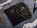 Wedding Invitation with Black Envelope and Gold Foil | Arch Shape Invite