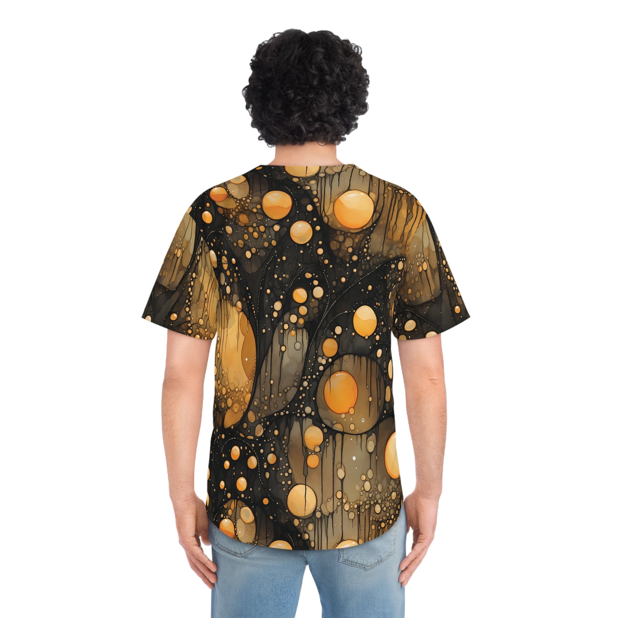 Flying Yellow Orbs Eerie Darky Men's Baseball Jersey (AOP)