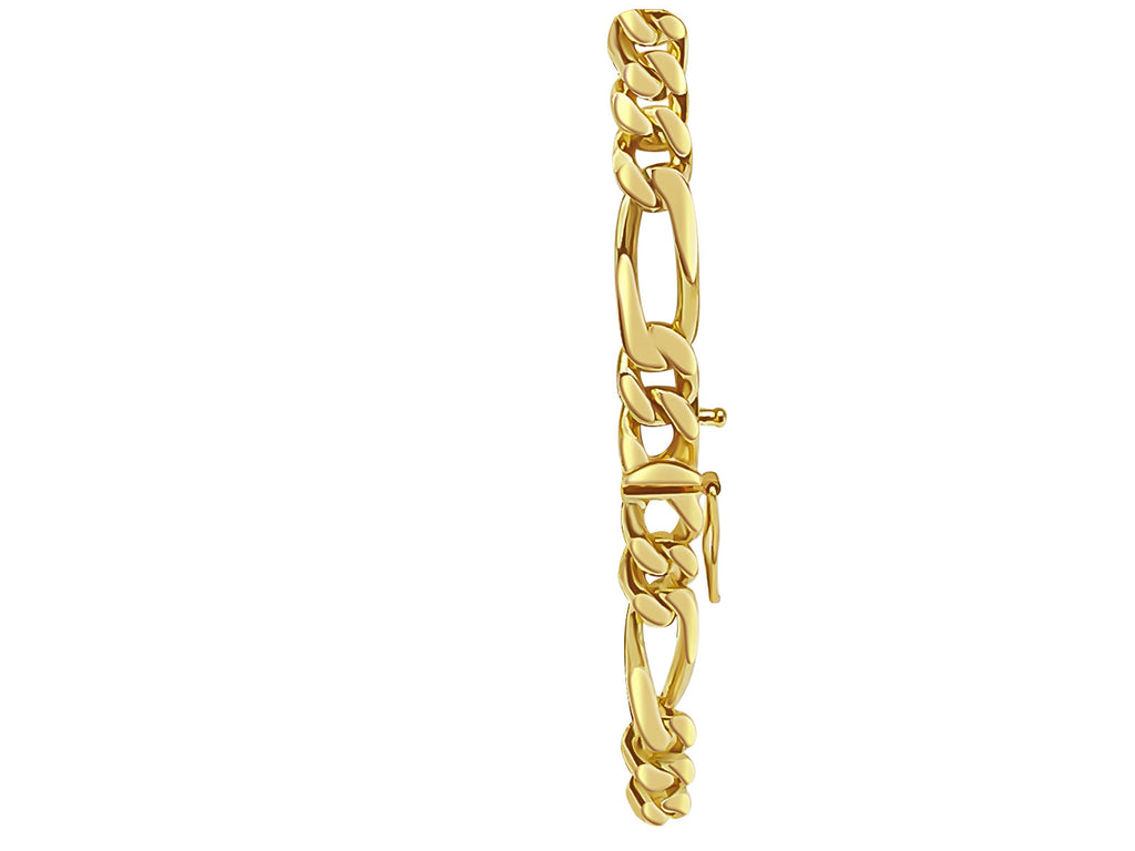 ID Figaro Solid White/Yellow/Rose Gold Handmade Bracelet , 8mm, 6.5-10 Inch
