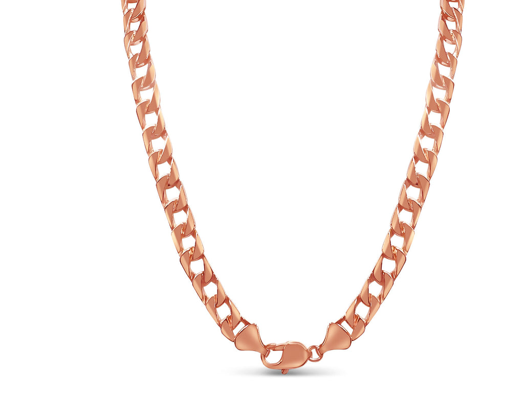 Curb Solid White/Yellow/Rose Gold Handmade Necklace , 8mm, 16-30 Inch