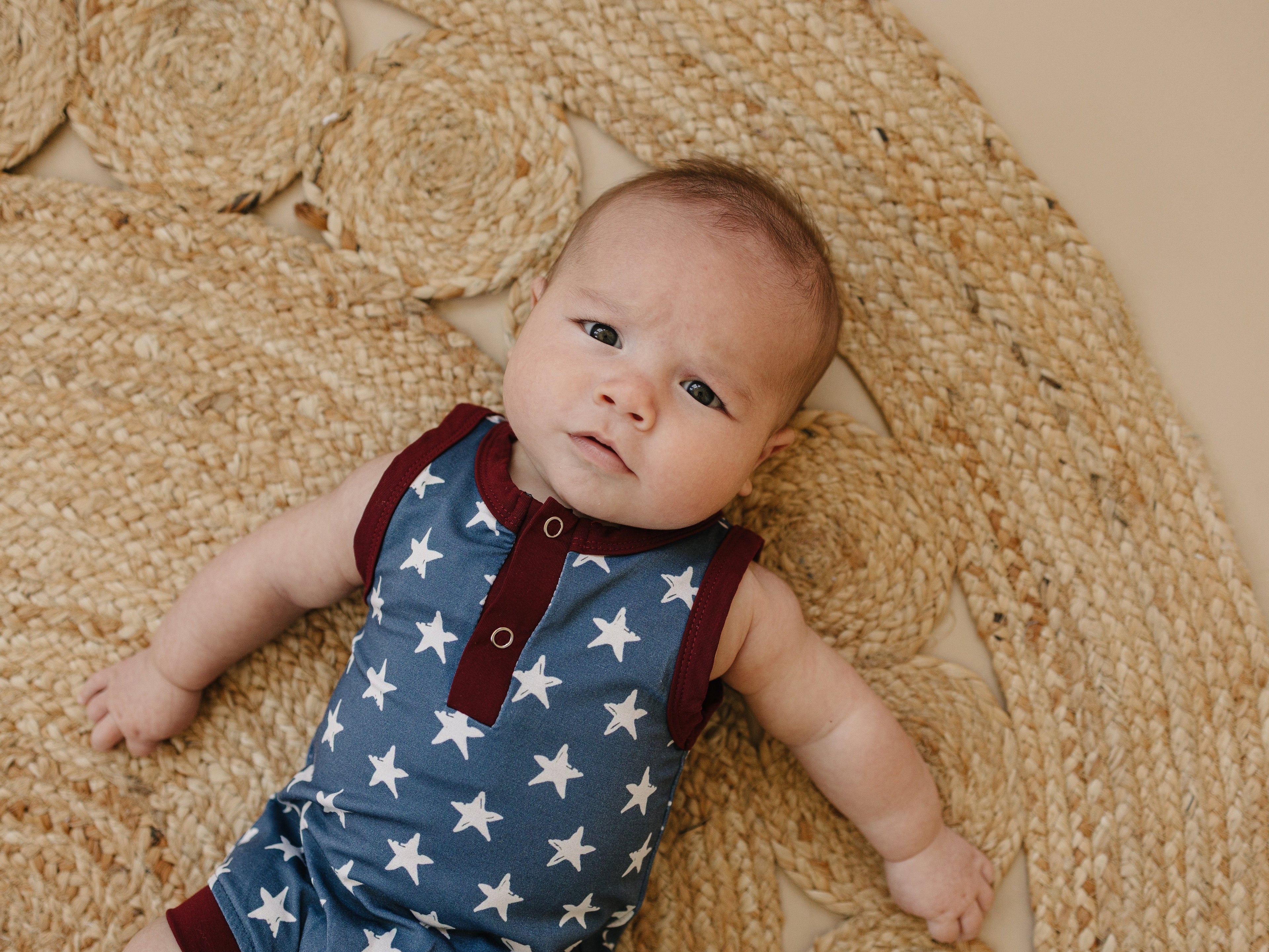 Navy Stars Henley Bamboo Romper