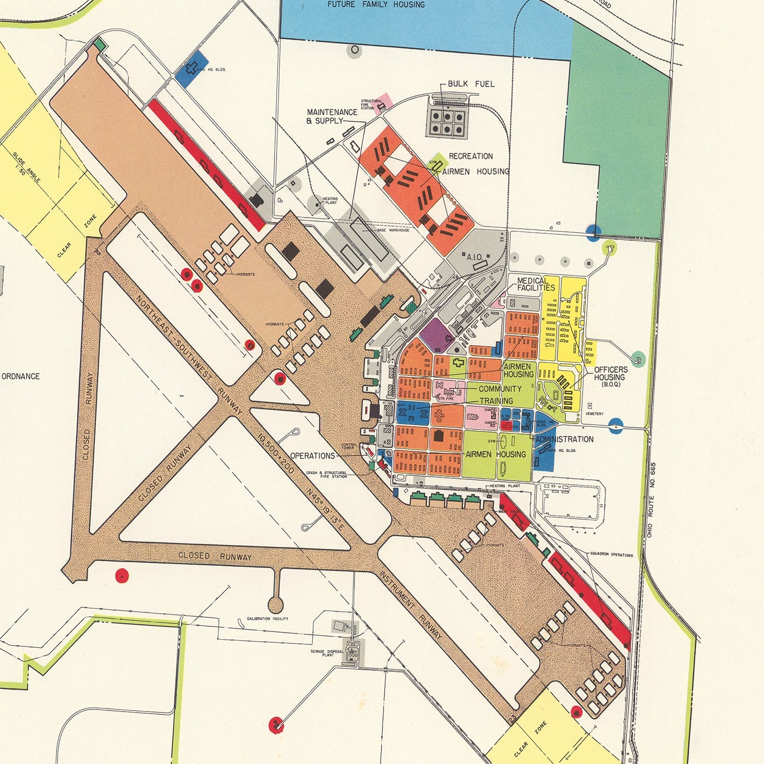 Vintage Map of Lockbourne Air Force Base, 1951