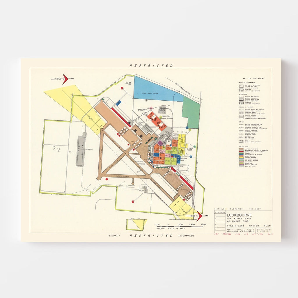 Vintage Map of Lockbourne Air Force Base, 1951