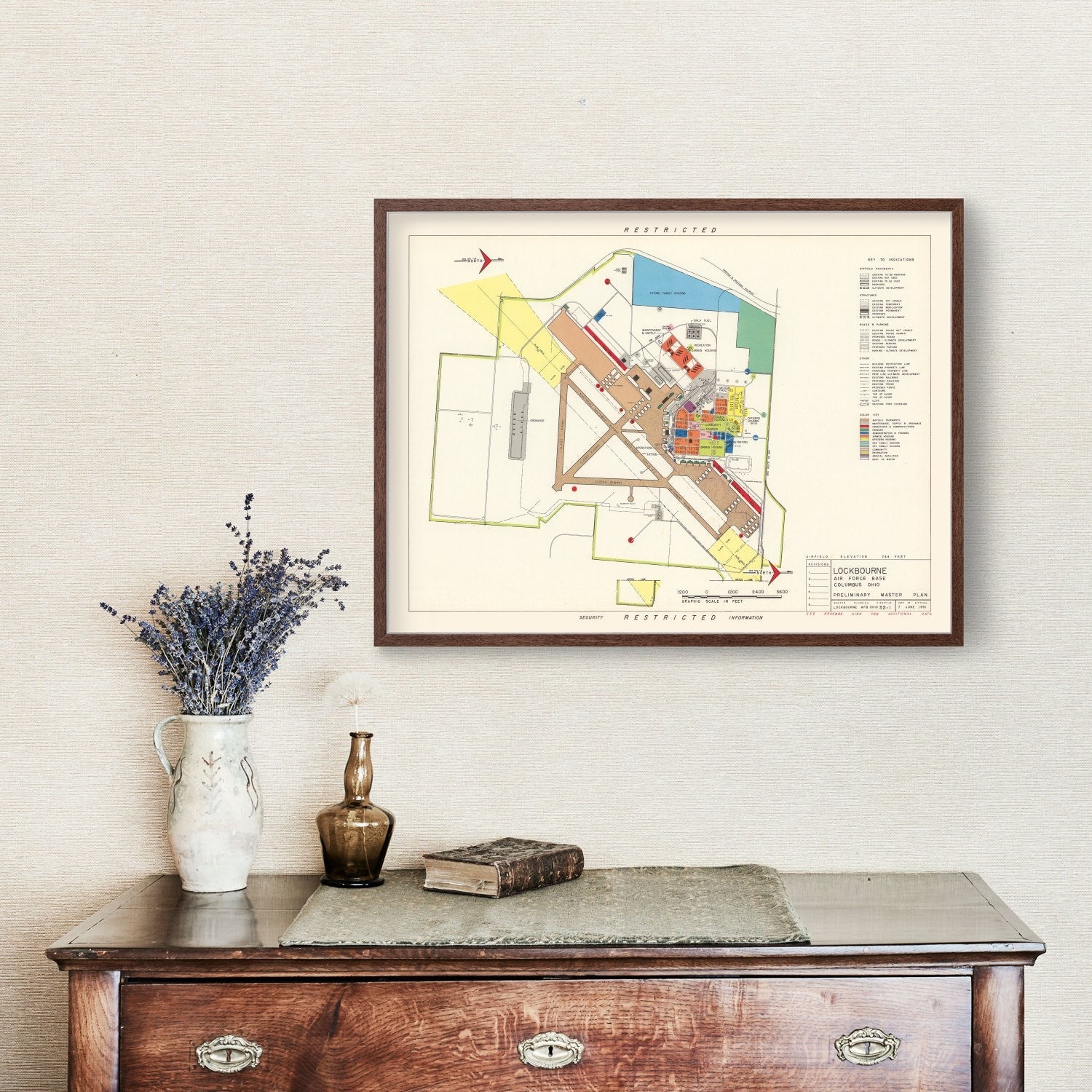 Vintage Map of Lockbourne Air Force Base, 1951