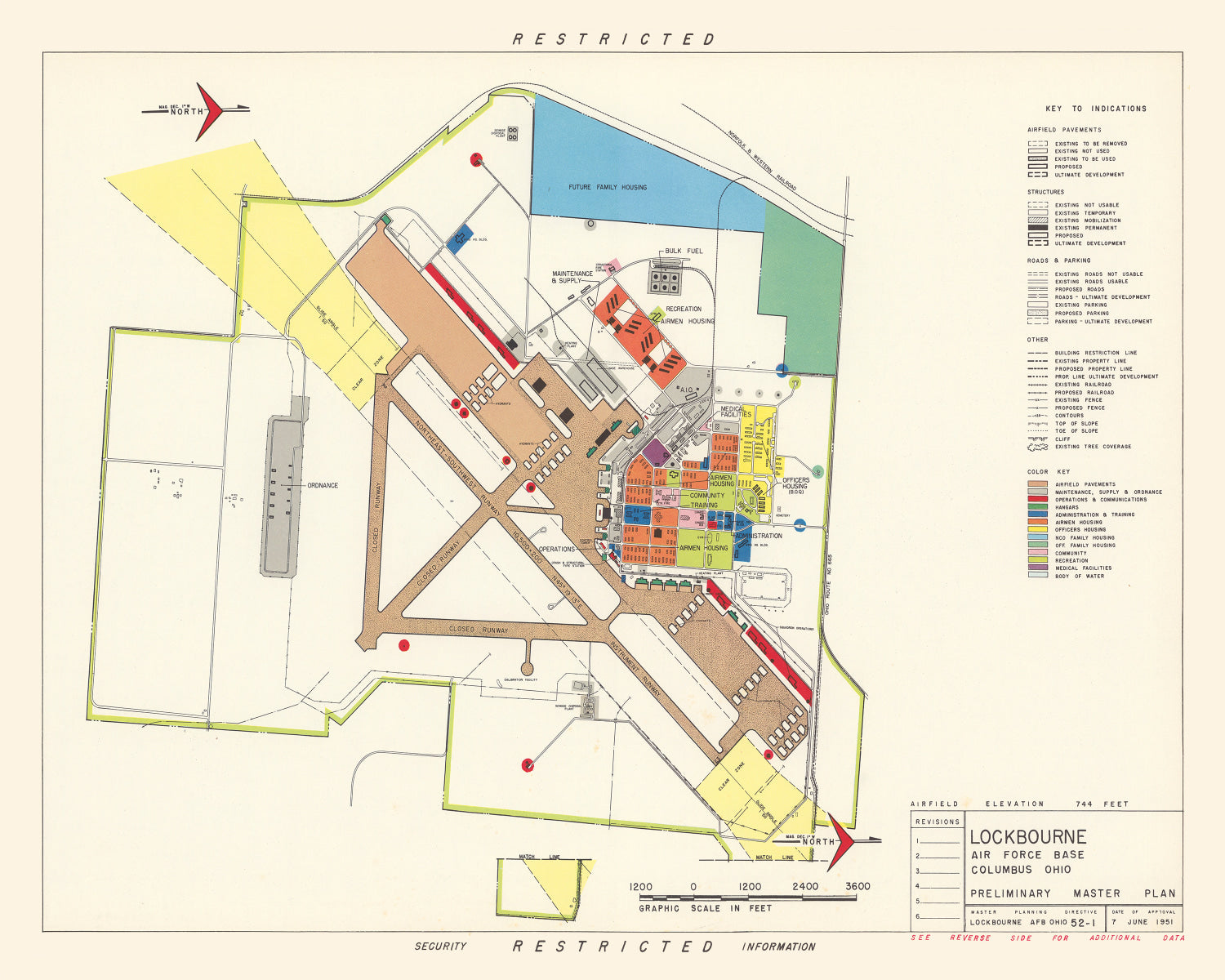 Vintage Map of Lockbourne Air Force Base, 1951