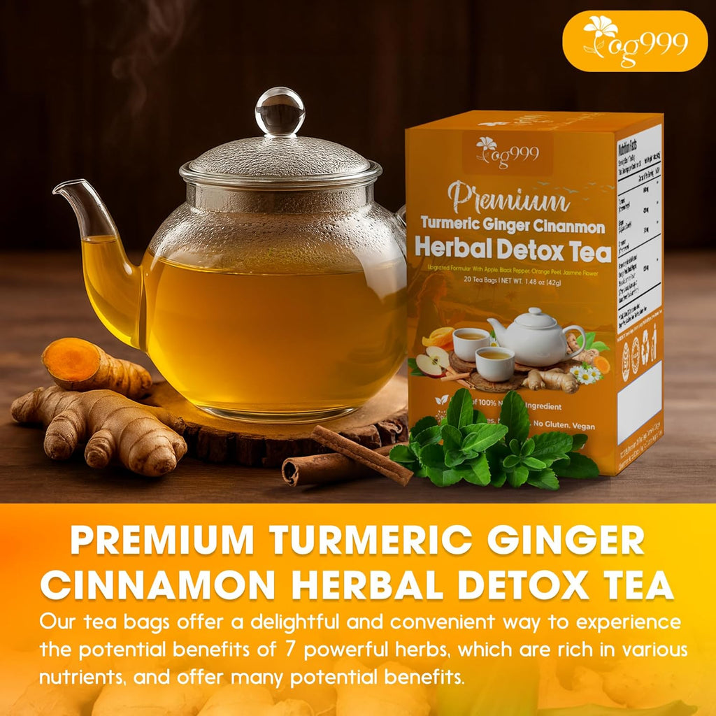 Premium Ginger, Turmeric and Cinnamon, Hand-made Blend of Ginger, Turmeric, Cinnamon, Orange Peel, Black Pepper, Hawthorn Berry and Jasmine.