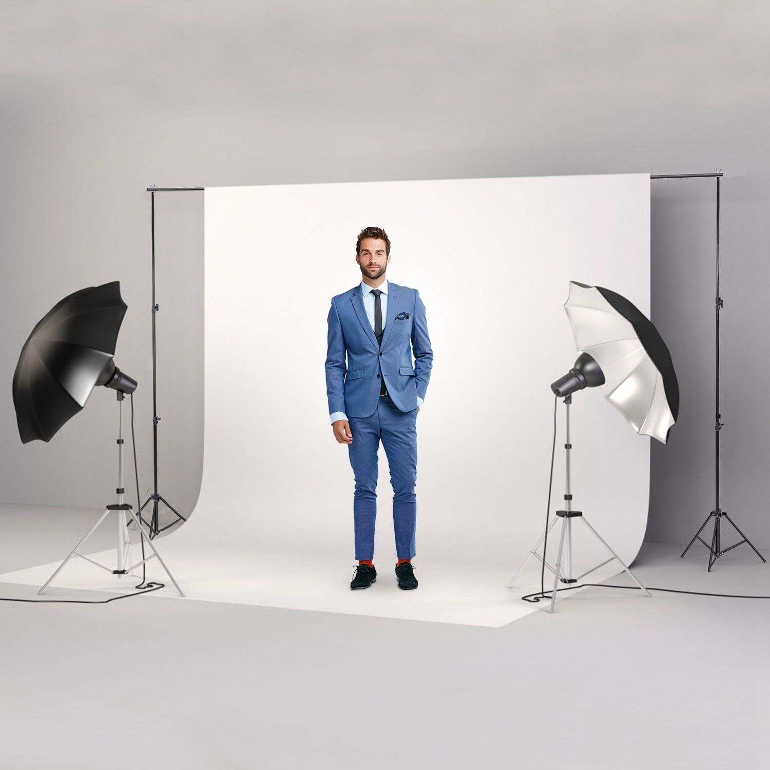 6.5 x 10ft Photo Video Studio Backdrop Background Stand Adjustable Heavy Duty Photography Backdrop Support Stand Set with Carrying Bag Clamps