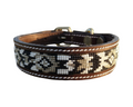 Epic Padded Leather Dog Collar with Beaded Design A