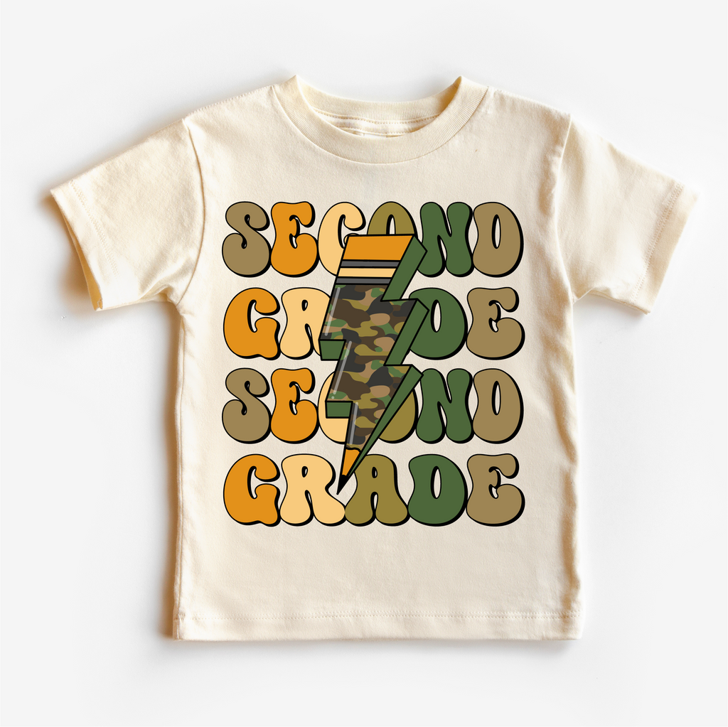 Second Grade Camo Lighting Bolt Shirt - Back To School Tee