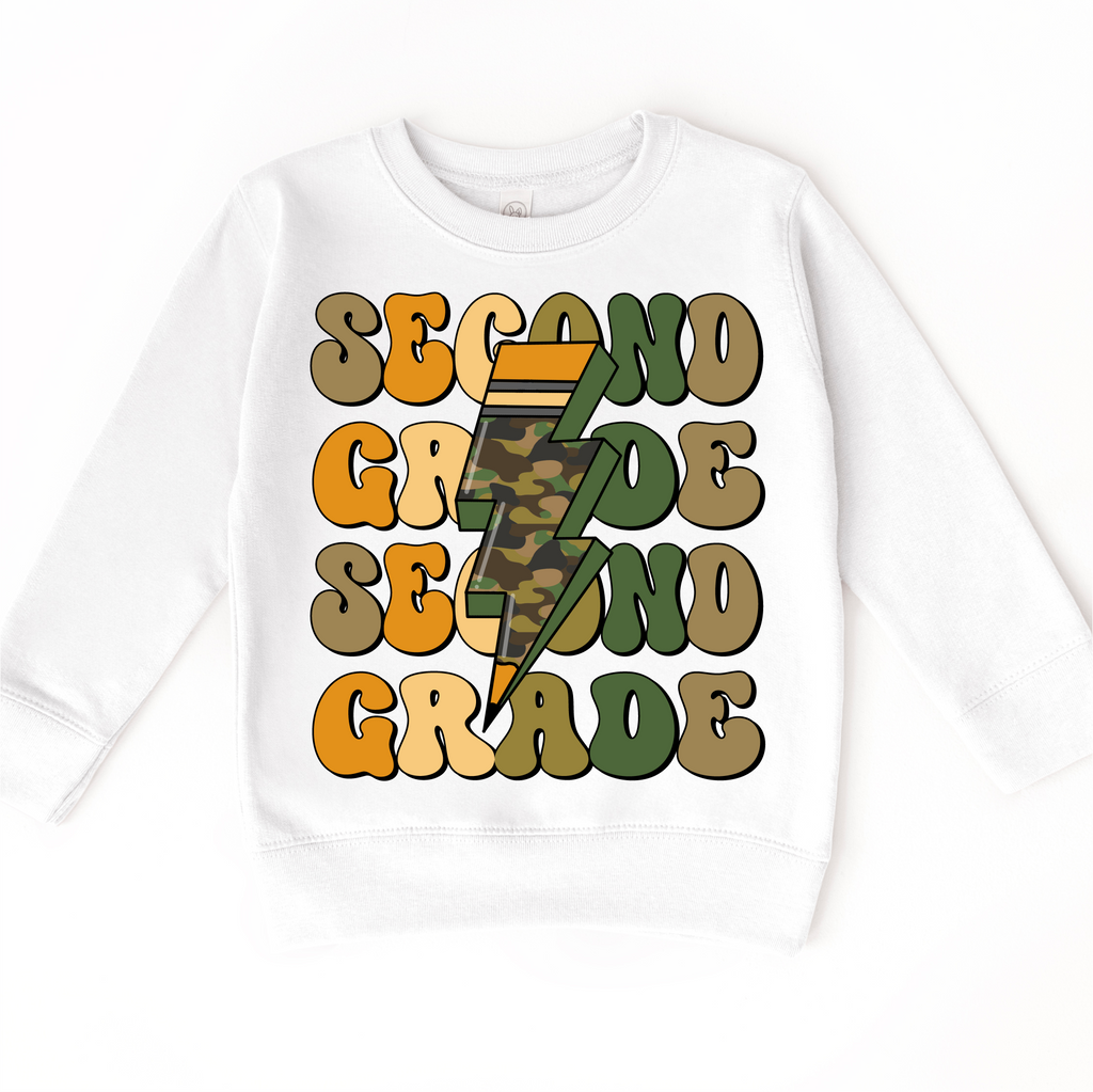 Second Grade Camo Lighting Bolt Shirt - Back To School Tee