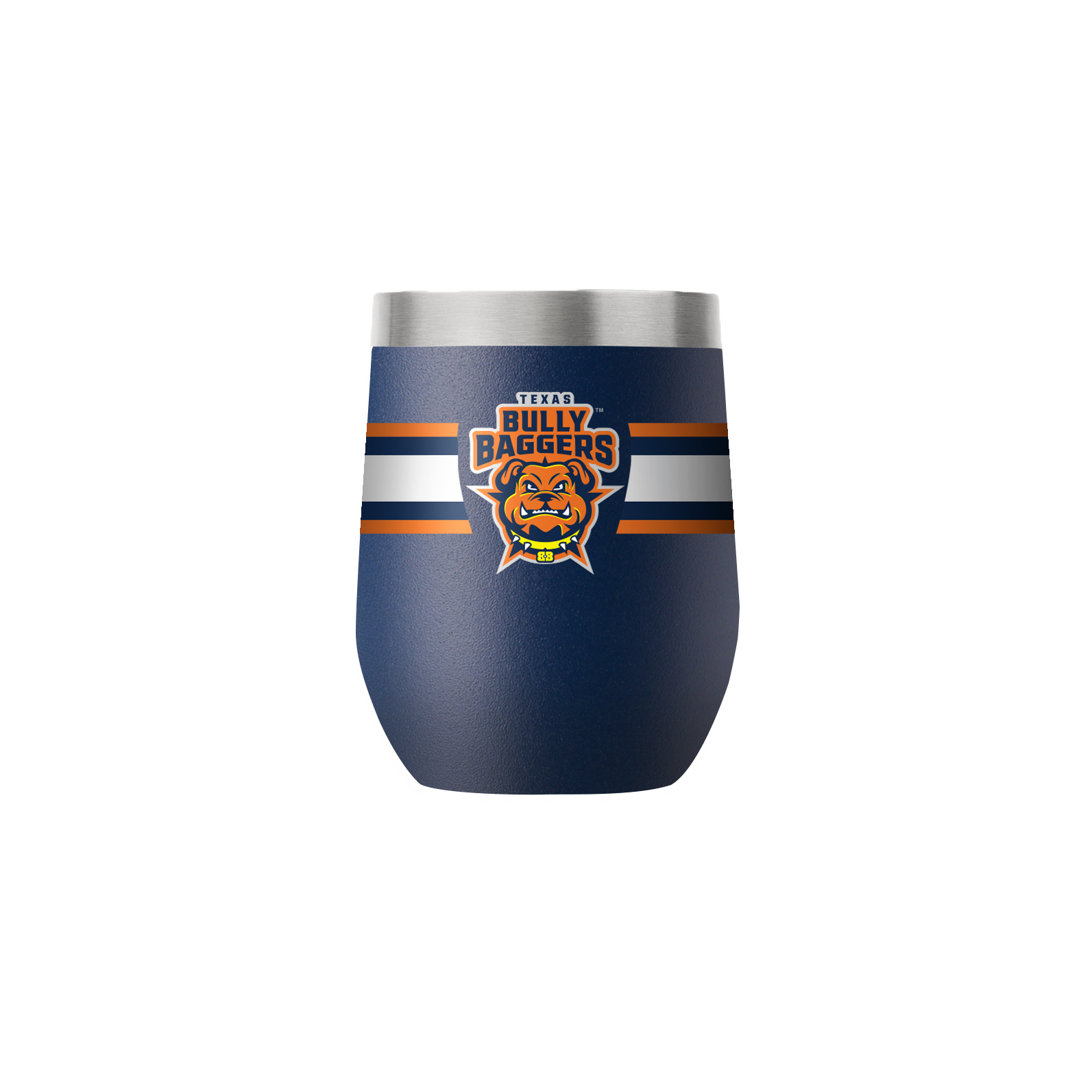 Texas Bully Baggers 12oz Navy Stemless Tumbler