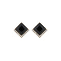 Gold Plated Black Cubic Zirconia Diamond Shape Stud Earring