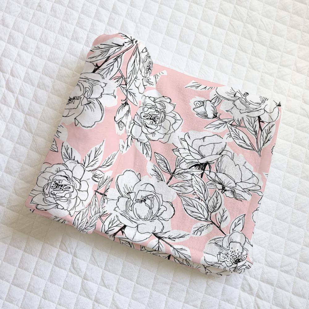 Allie Floral Personalized Minky Blanket