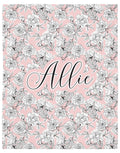 Allie Floral Personalized Minky Blanket