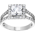 Sterling Silver Princess Cubic Zirconia Ring -1.60 ct tw
