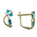 14k Yellow Gold Blue Zircon Cubic Zirconia Dragonfly Earrings