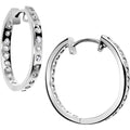 14k White Gold CZ In and Out Hoop Earrings - .75 Inch