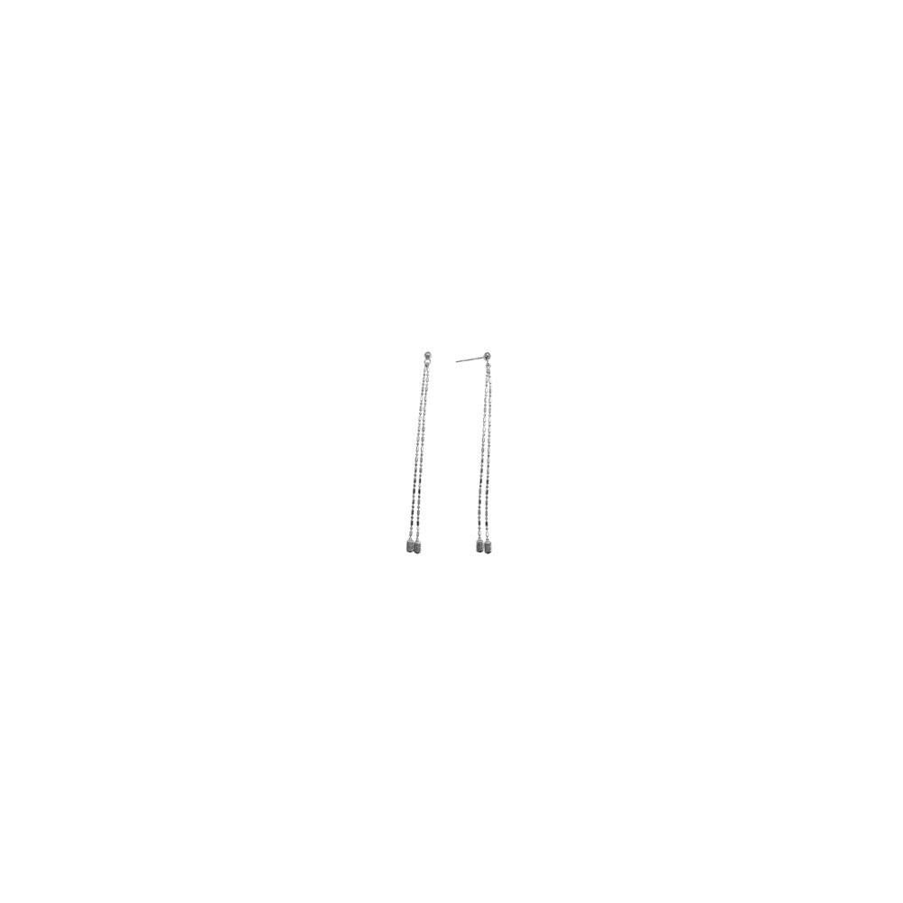 14k White Gold Double Chain Dangle Earrings