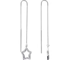 14k White Gold CZ Star Threader Earrings