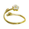 10k Yellow Gold Gem Flower Cubic Zirconia Toe Ring