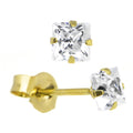 14k Yellow Gold .10 ct Cubic Zirconia Square Earrings