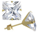 14k Yellow Gold .80ct Cubic Zirconia Square Earrings