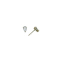 14k Yellow Gold .10ct Basket Set Pear CZ Stud Earrings