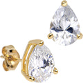 14k Yellow Gold .47ct Basket Set Pear CZ Stud Earrings