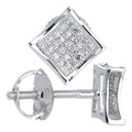 Solid 14k White Gold .10 Carat Micro Pav+ﾬ Genuine Diamond Earrings