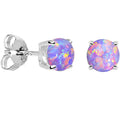 6mm Multi Round Sterling Silver Synthetic Opal Stud Earrings